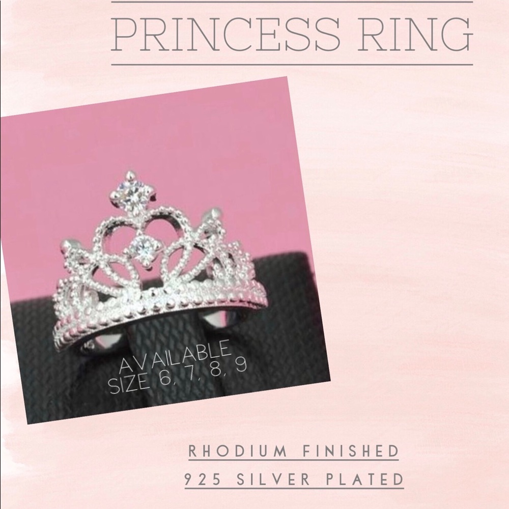 Rhodium Princess/Crown Ring- Silver 925 Plated